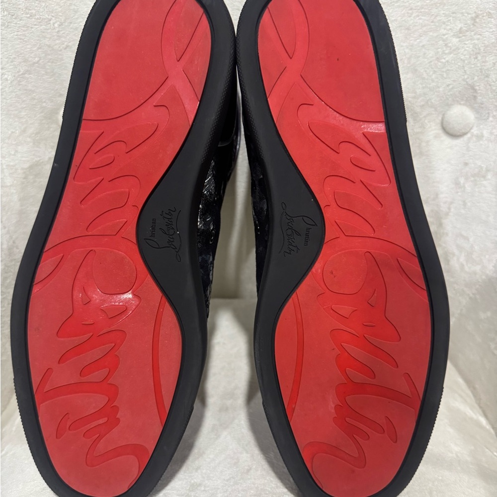 Christian Louboutin Black and Silver High-Top Sneakers - Picture 10 of 11